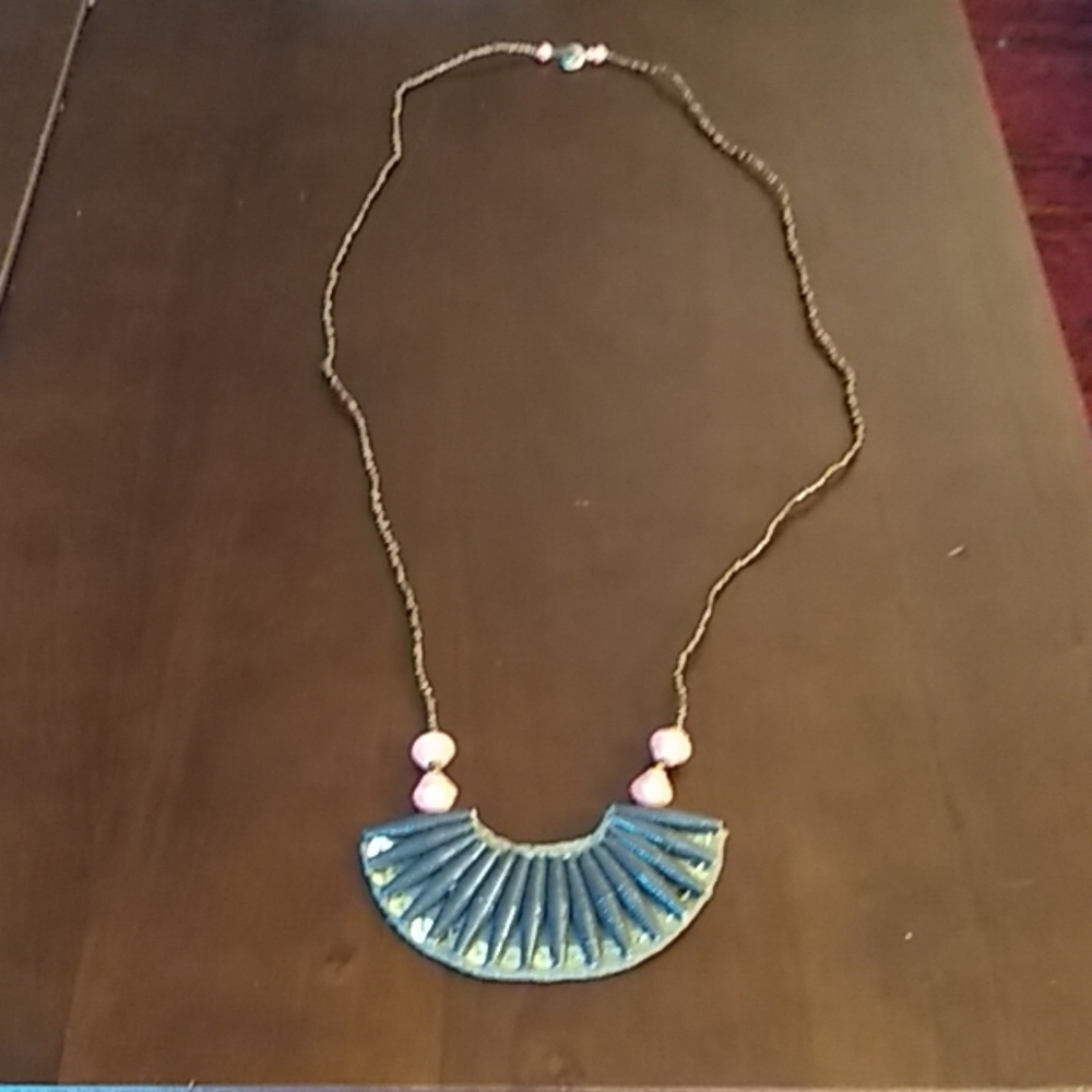 "31 Bits" Paper Bead Long Bib Statement Necklace - image 3